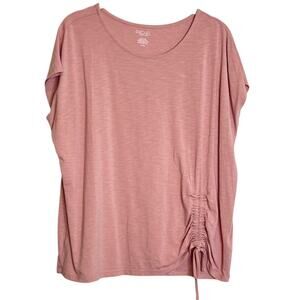Rachel Rachel Roy Womens XL Pink Side Ruched Knit Top Modal Cotton Blend Slub